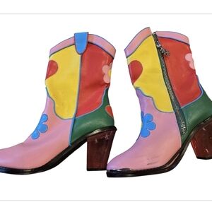 Women's Delias groovy floral Colorful Floral Patchwork Western Boots (FLAWED!!!)